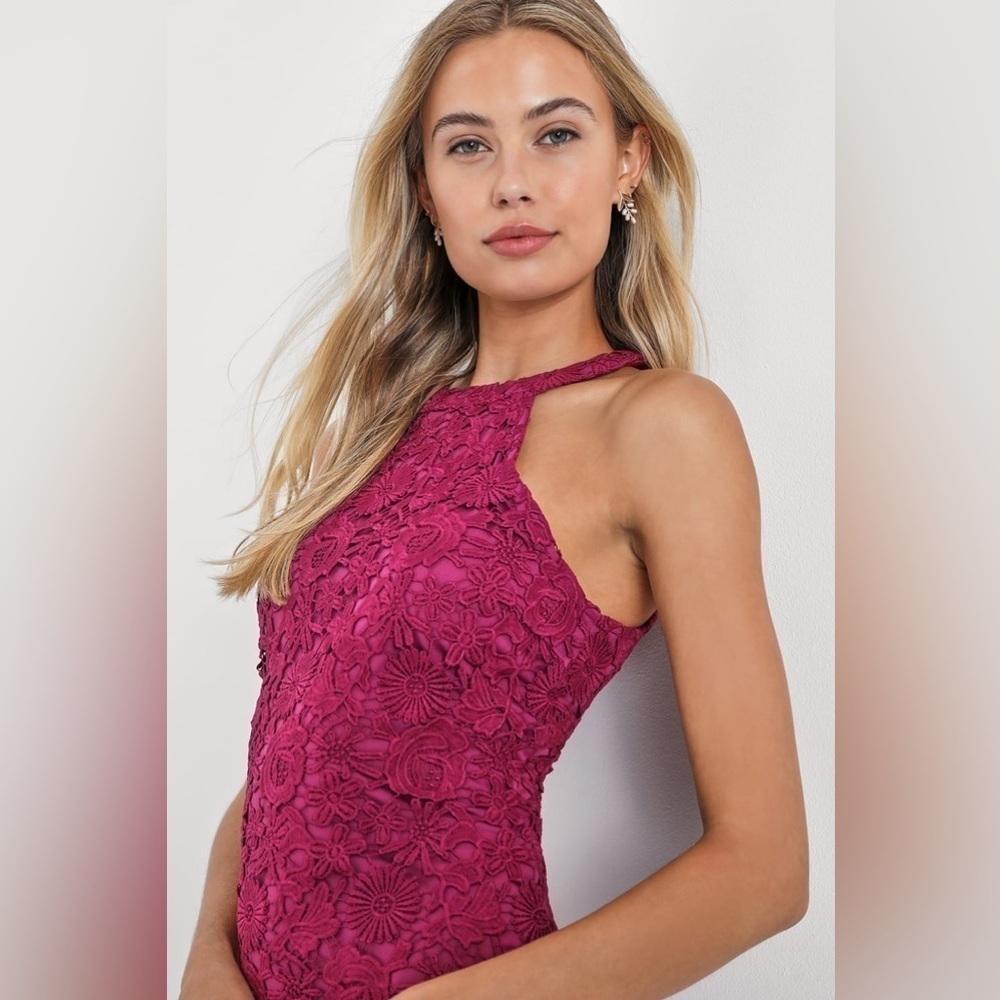 Lulu’s Love Poem Magenta’s Lace Mini Dress sz XS - Picture 3 of 7